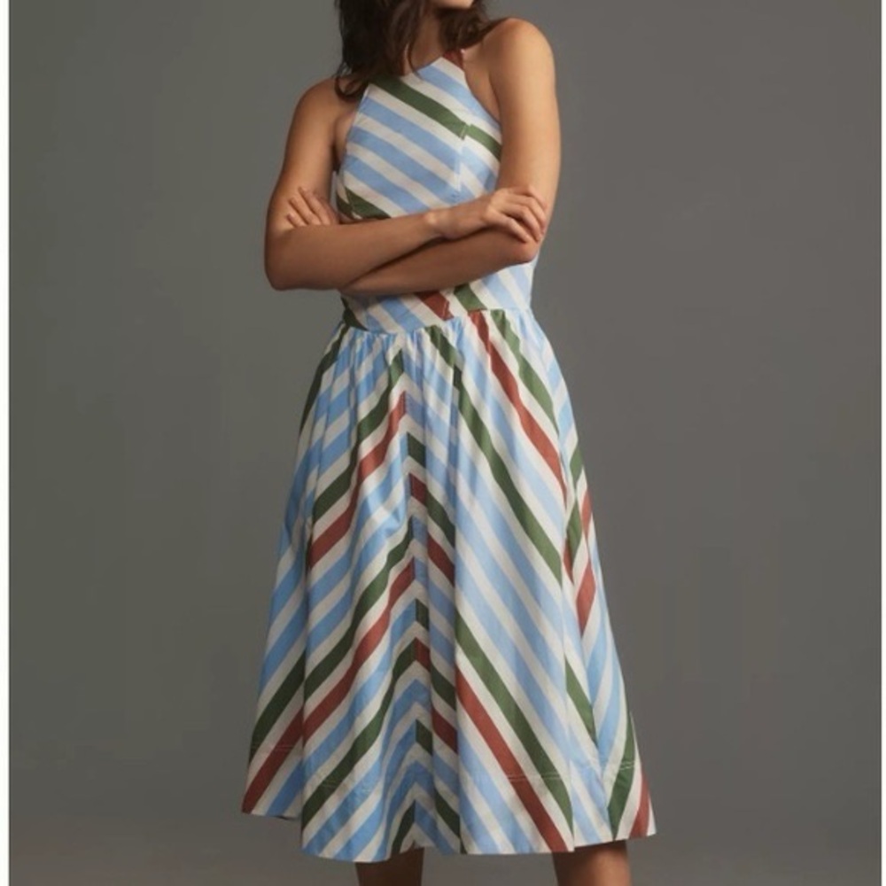Maeve by Anthropologie Striped Halter Midi Dress - Size Small - NWT